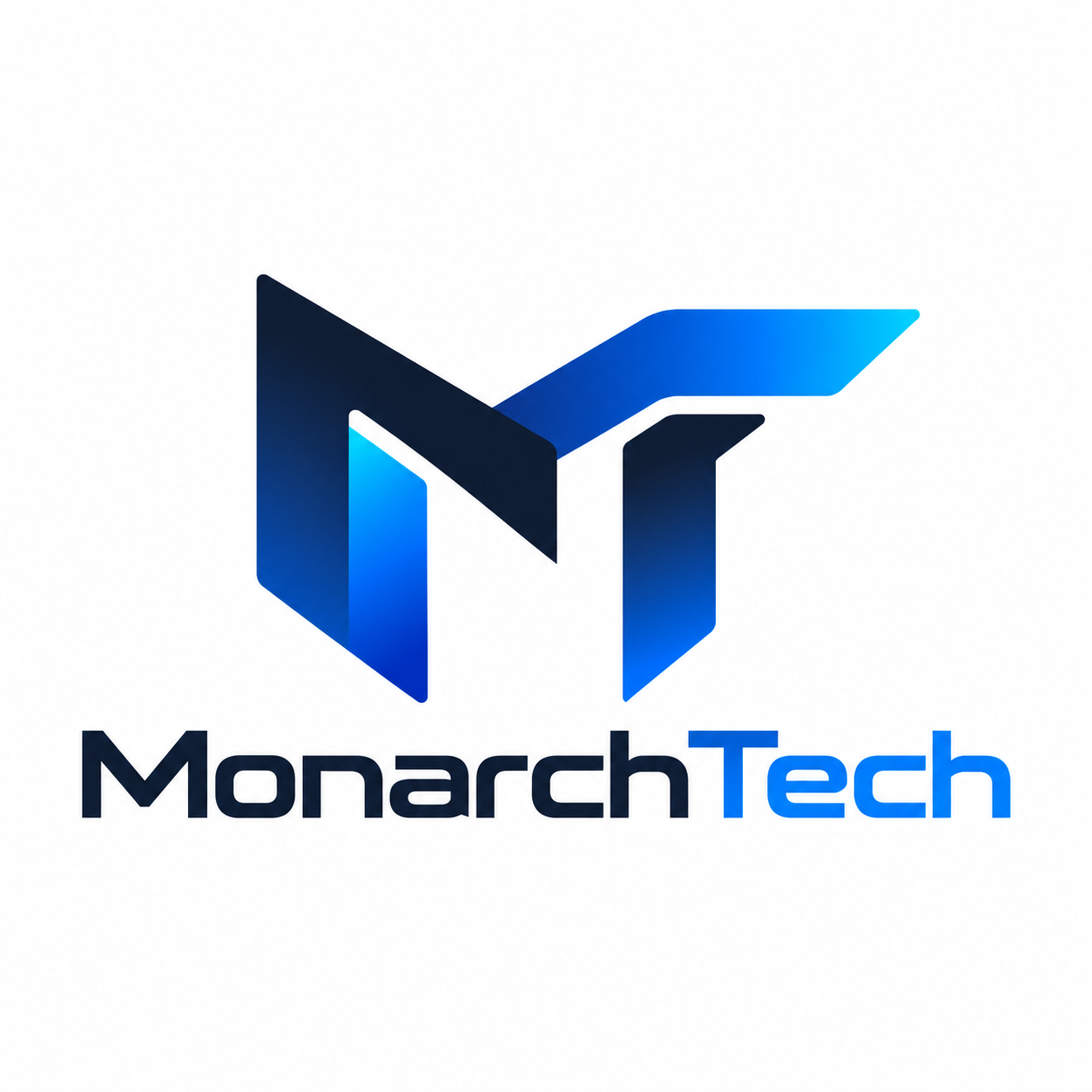 Original MonarchTech logo in navy and blue on white